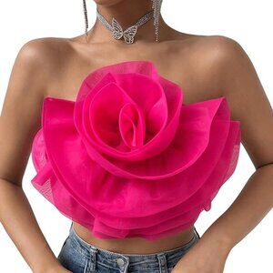 Women's flower front crop tube top